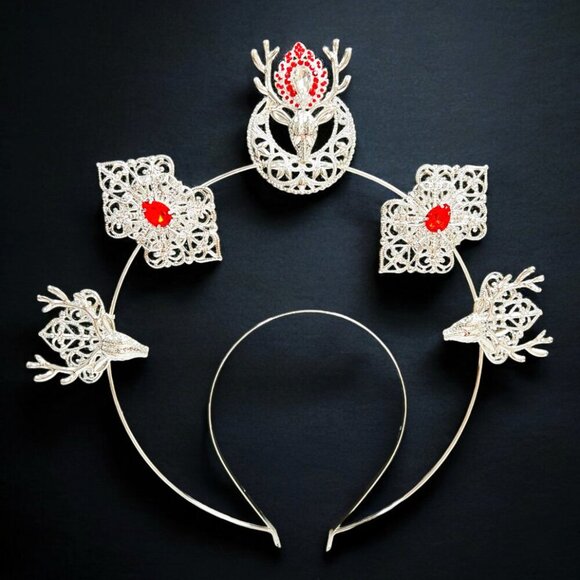 Elk Halo Headband, Deer Halo Crown, Animal Halo Headpiece, Silver Halo Crown - Picture 7 of 7